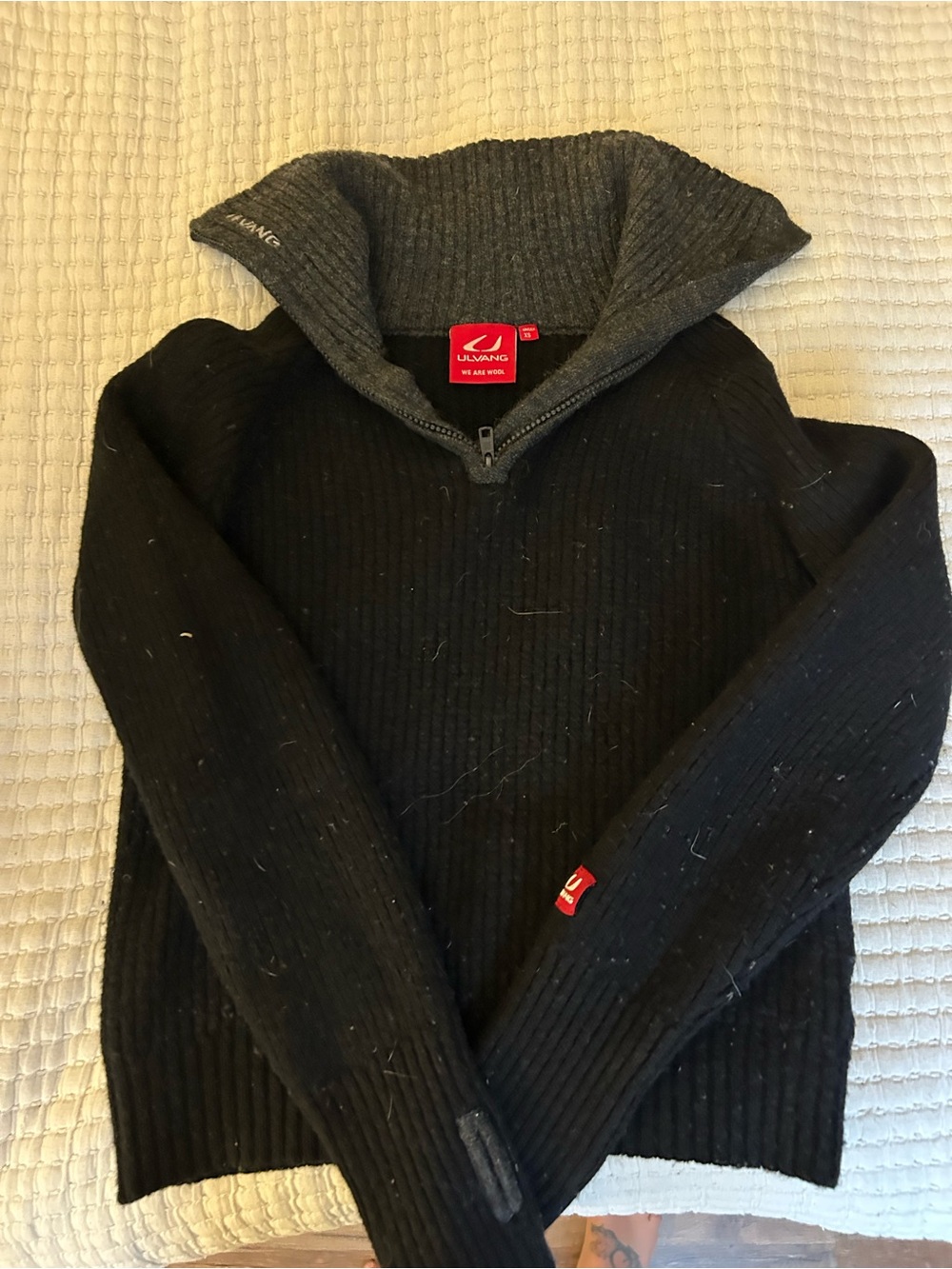 Women's Black Ribbed Half-Zip Sweater